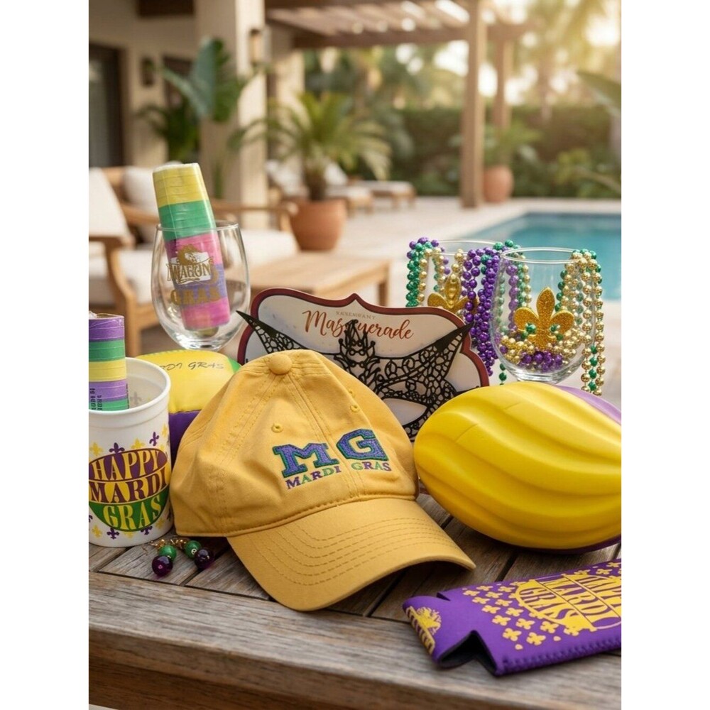 Authentic Mobile Mardi Gras Party Decor Package Fleur De Lis Wine Glasses Mask